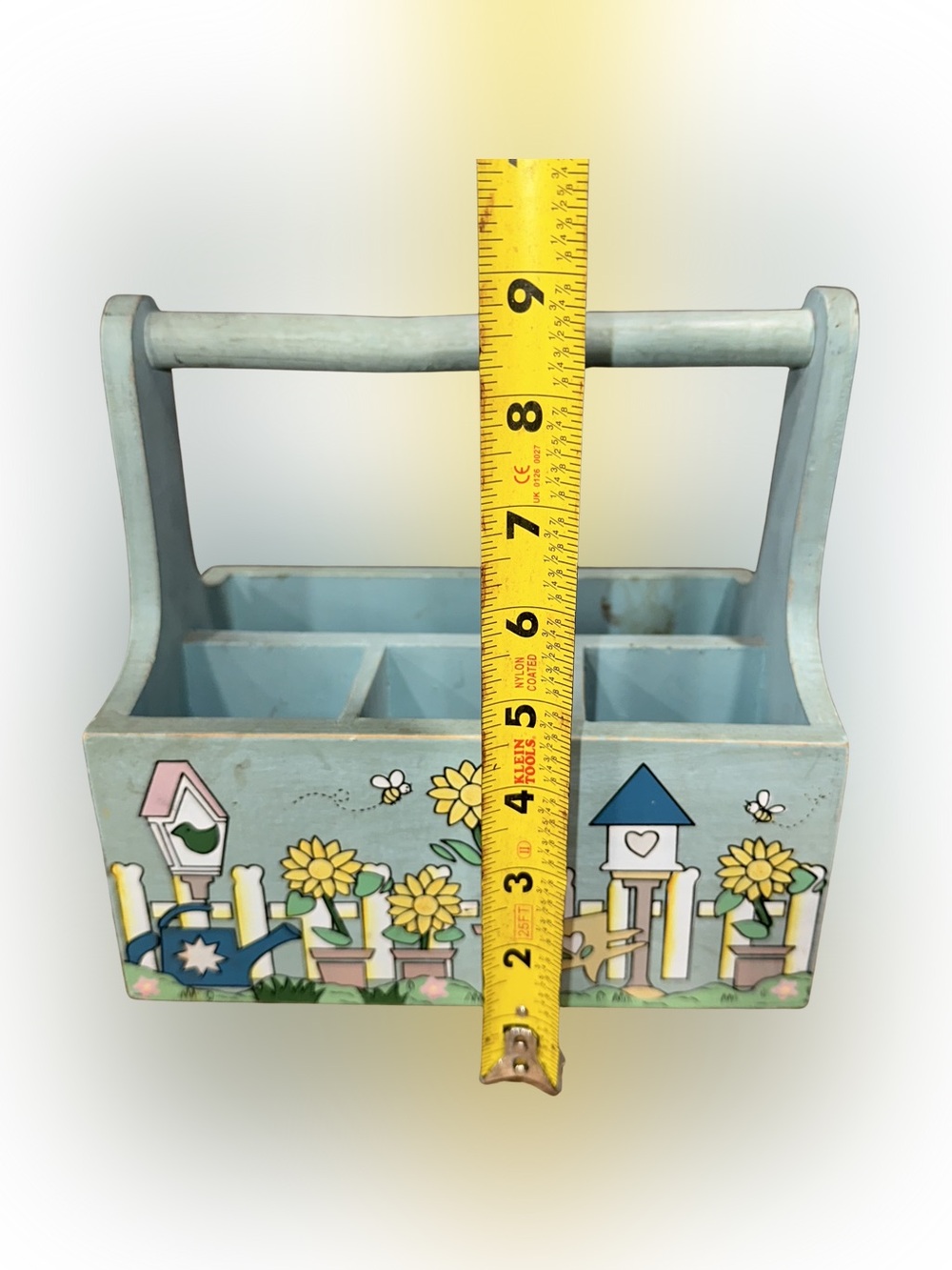 Vintage Wooden Caddy Carry All Garden Tools Utensil Holder Painted Bird Houses - Picture 8 of 8